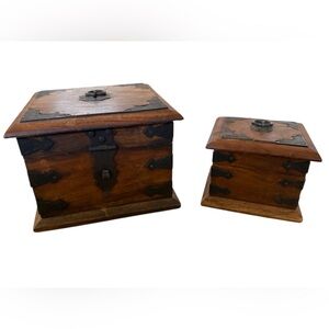 INDIA Wooden Decorative Boxes w/Black Accents. Late 1990’s